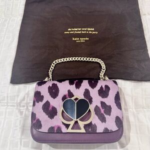 Kate Spade Purple Nicola genuine calf hair shoulder bag